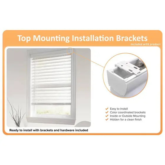 White Cordless Faux Wood Blinds,… — Photo 2