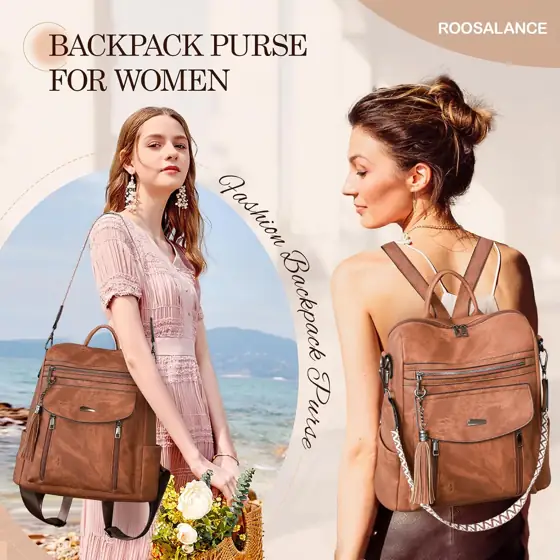 PU Leather Backpack Purse for… — Photo 2