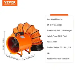 Portable Ventilator 12 in. Blower… — Photo 2
