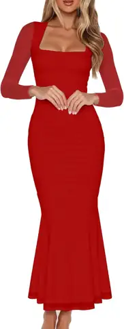 BORIFLORS Women's Ruched Bodycon Long… — Photo 1