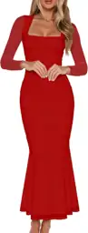 BORIFLORS Women's Ruched Bodycon Long… — Photo 1