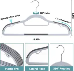 30-Pack Plastic Hangers, Space-Saver, Non-Slip,… — Photo 2