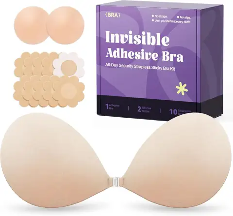 Invisible Strapless Sticky Bra Push-Up… — Photo 1