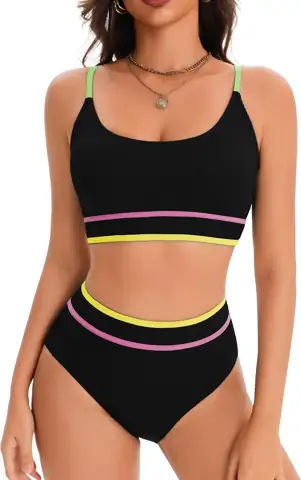 karrack Women's High-Waisted Ribbed Bikini… — Photo 1