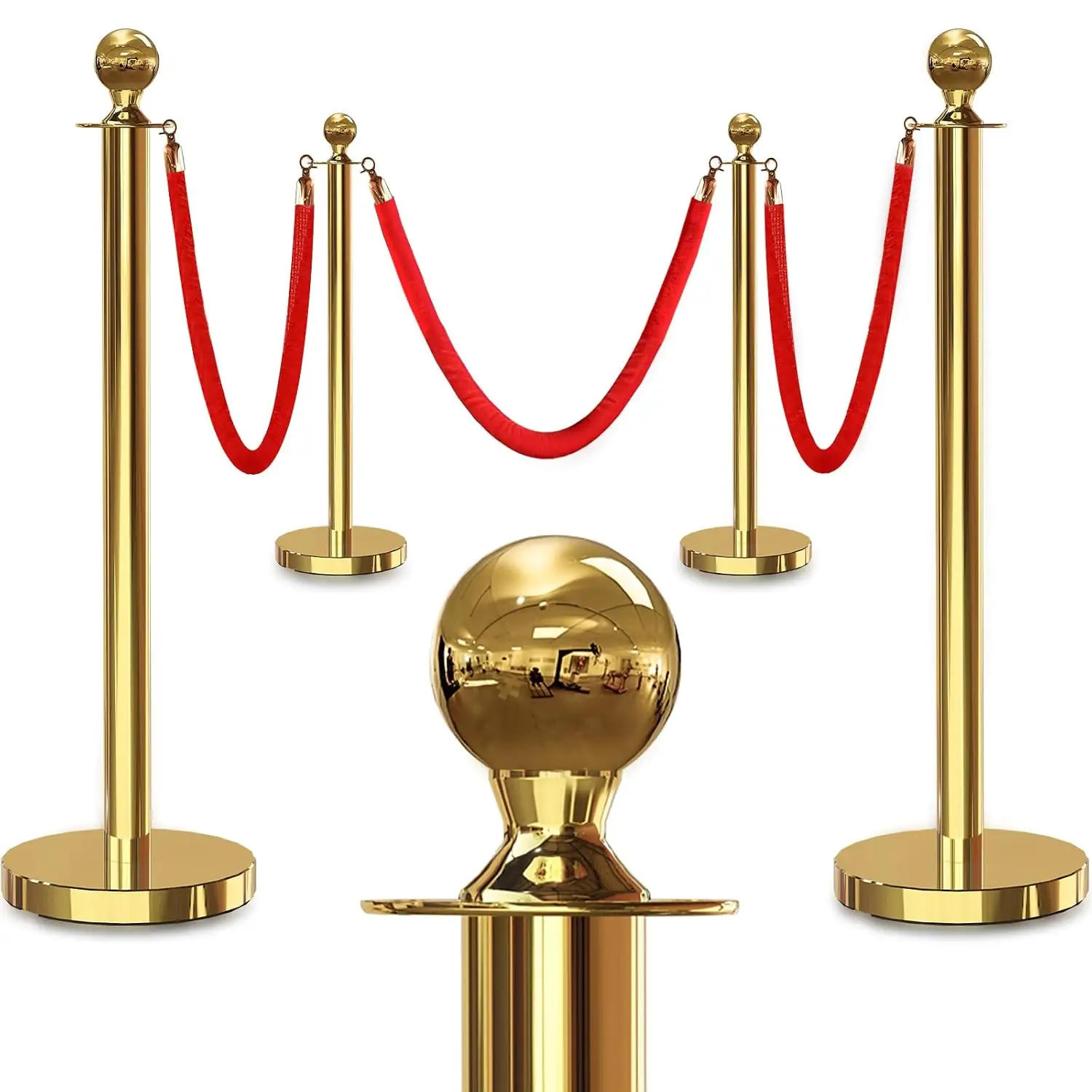 4Pcs Gold Stanchions with 3Pcs… — Photo 1