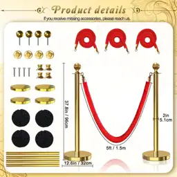 4Pcs Gold Stanchions with 3Pcs… — Photo 2