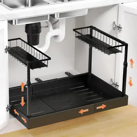 Aisslro Under-Sink Organizer, 2-Tier Pull-Out… — Photo 1