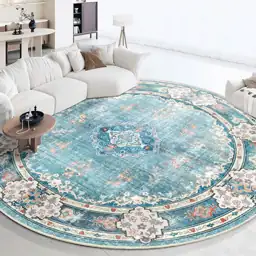 MUJOO Teal Round Rug 9ft,Circle… — Photo 1