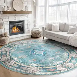 MUJOO Teal Round Rug 9ft,Circle… — Photo 2
