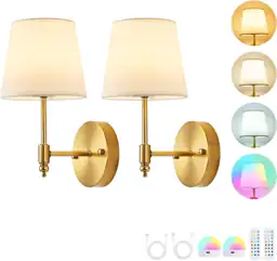 Gold Battery Operated Wall Sconce… — Photo 1