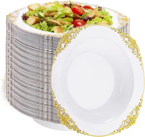 100Pcs Gold Plastic Bowls -… — Photo 1