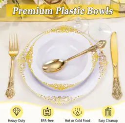 100Pcs Gold Plastic Bowls -… — Photo 2
