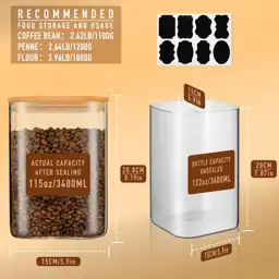 D2scrma 115oz/3.6Qt/3400ml Square Glass Storage… — Photo 2
