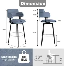 Swivel Bar Stools, 2-Pack, Counter… — Photo 2