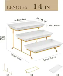 MALACASA 3-Tier Serving Trays, 14-Inch… — Photo 2