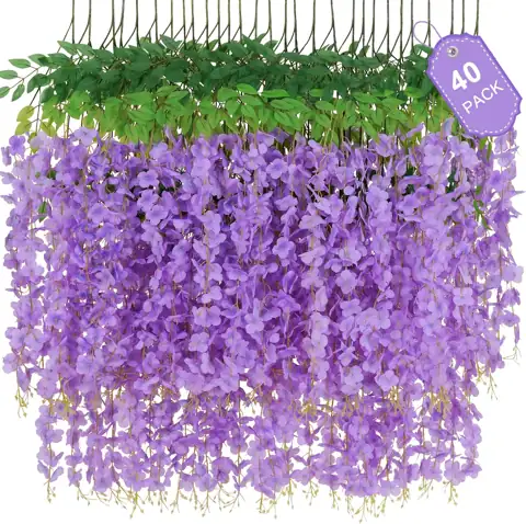 Waipfaru 40-Pack Purple Wisteria Hanging… — Photo 1