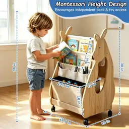 Montessori Kids Bookshelf, Double-Sided with… — Photo 2