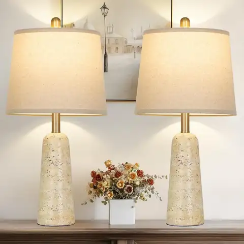 Rinweey 24" Travertine-Inspired Table Lamps,… — Photo 1
