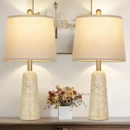 Rinweey 24" Travertine-Inspired Table Lamps,… — Photo 1