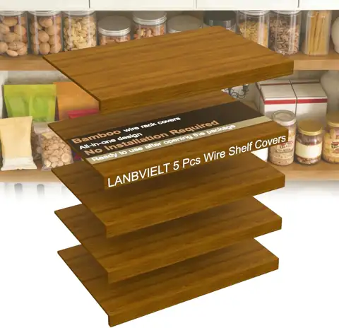5-Pcs Bamboo Wire Rack Covers,… — Photo 1
