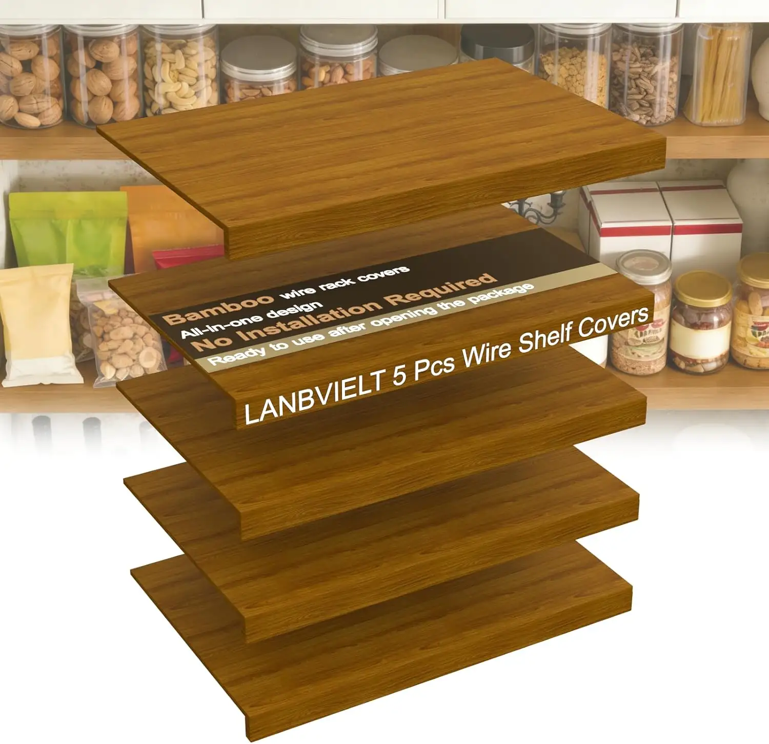 5-Pcs Bamboo Wire Rack Covers,… — Photo 1