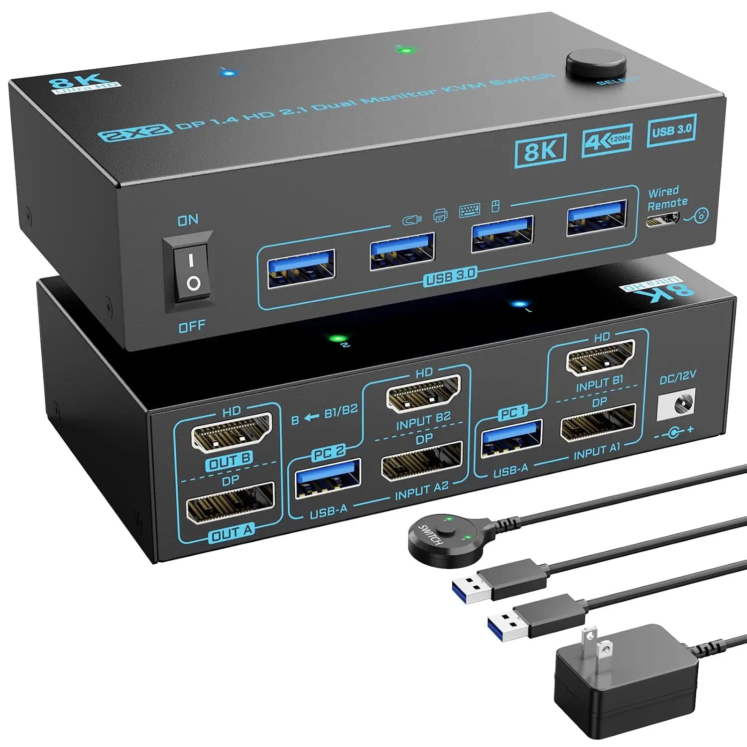KVM Switch 2 Monitors &… — Photo 1