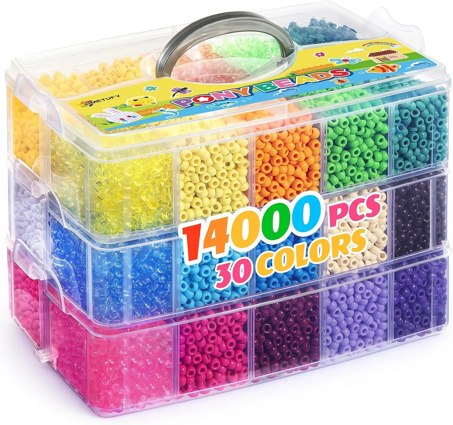 Simetufy 14000Pcs Pony Beads Bulk,… — Photo 1