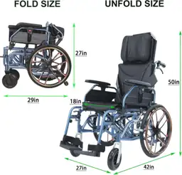 Folding Reclining Wheelchair 20" Rear… — Photo 2