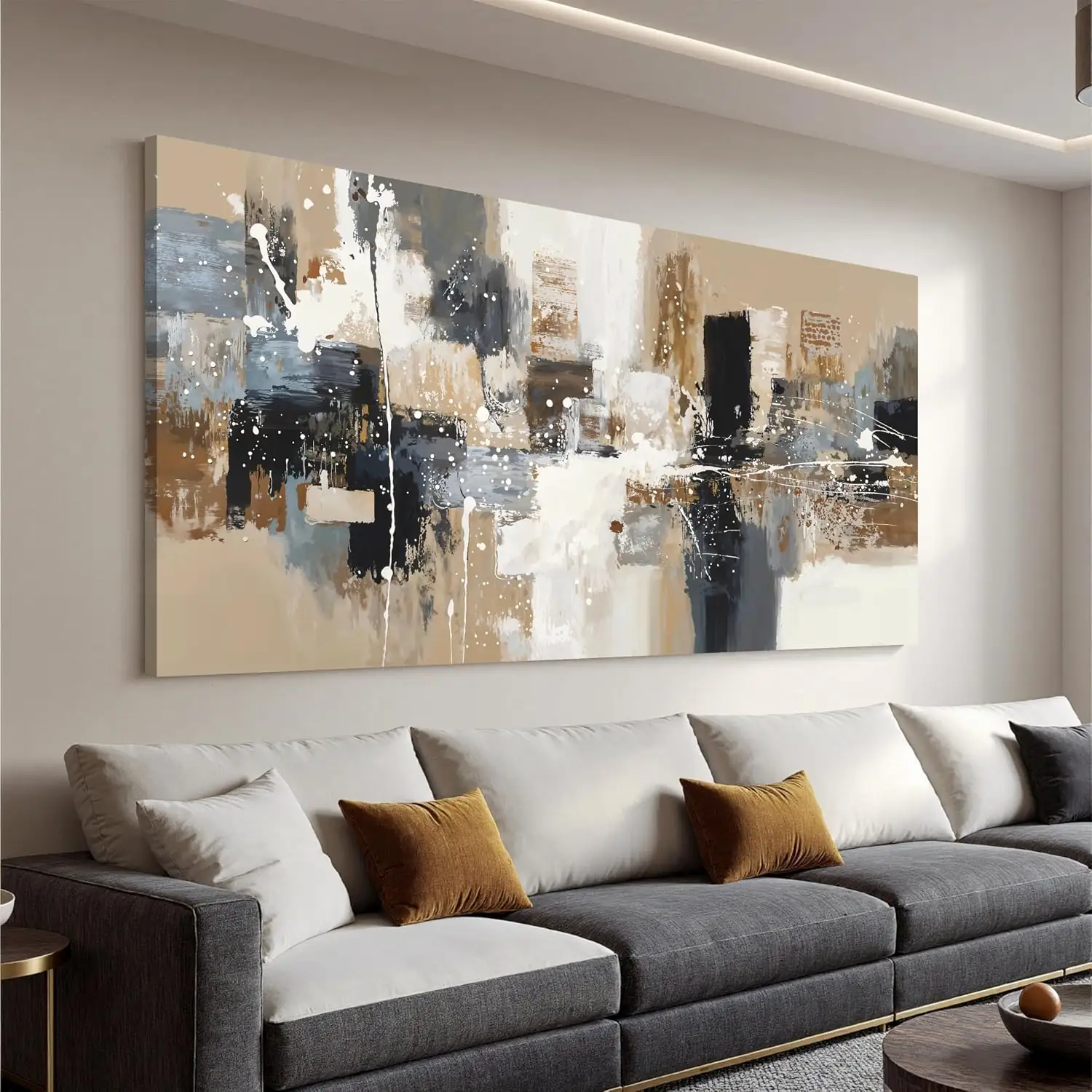 Large Brown Abstract Canvas Art… — Photo 1