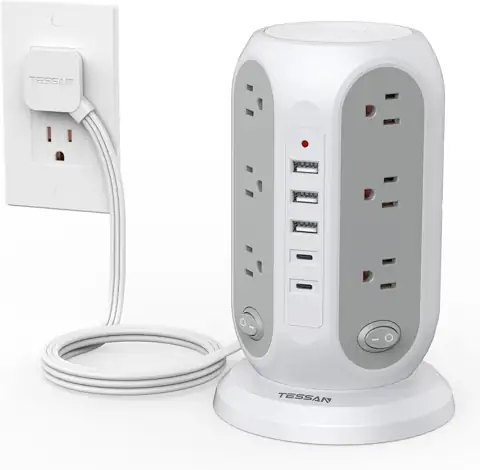 TESSAN Tower Power Strip Surge… — Photo 1