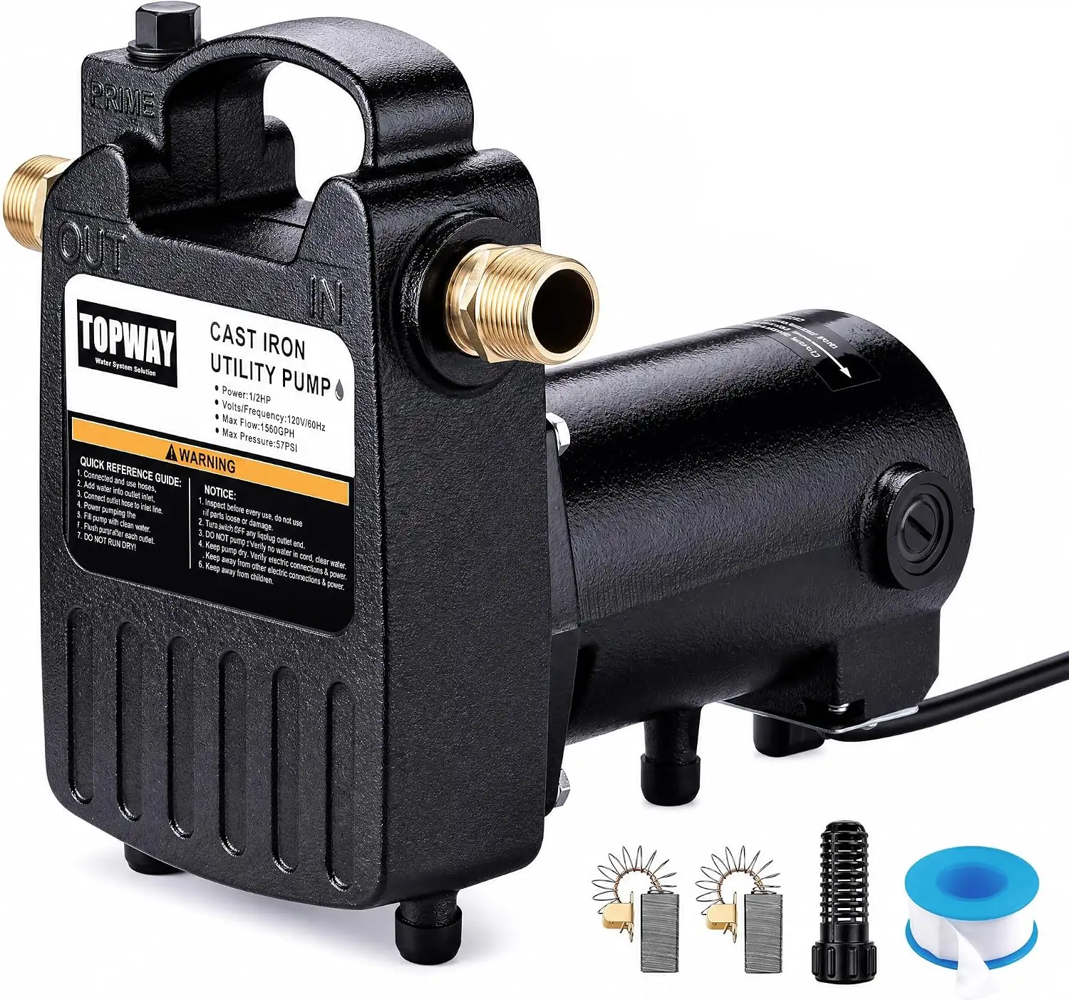 TOPWAY 1/2HP 1560GPH Portable Cast… — Photo 1