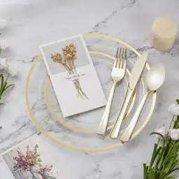 BESTVIP 600PCS Clear Gold Dinnerware… — Photo 2
