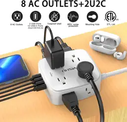YISHU 6Ft Surge Protector Power… — Photo 2