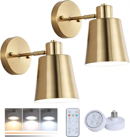 Battery-Operated Wall Sconce Two-Pack, Modern… — Photo 1