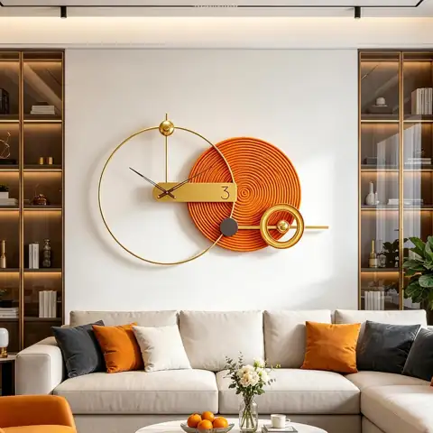 Modern Wall Clock, Gold Metal… — Photo 1
