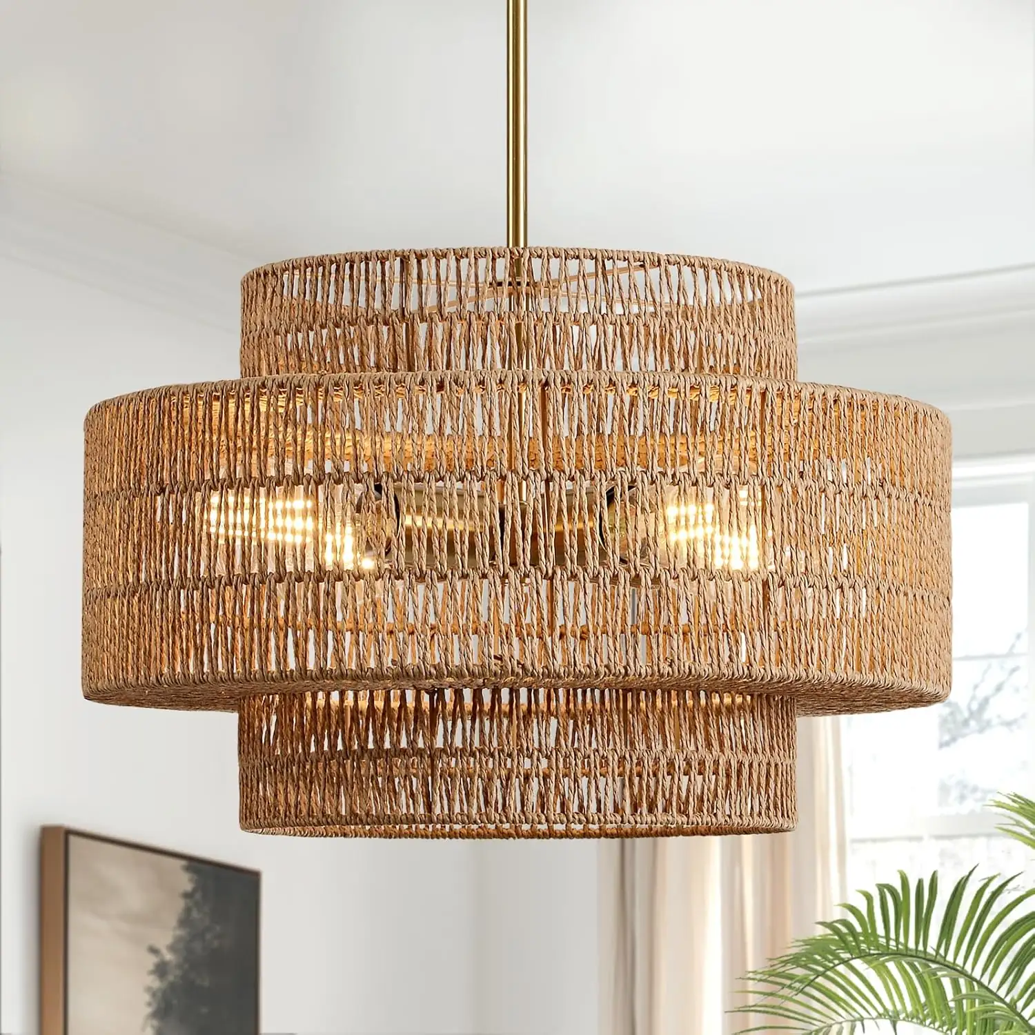 17.7" Rattan Chandelier for Dining… — Photo 1