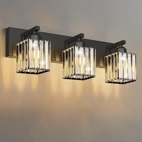 Black Crystal Vanity Light, 3-Light… — Photo 1