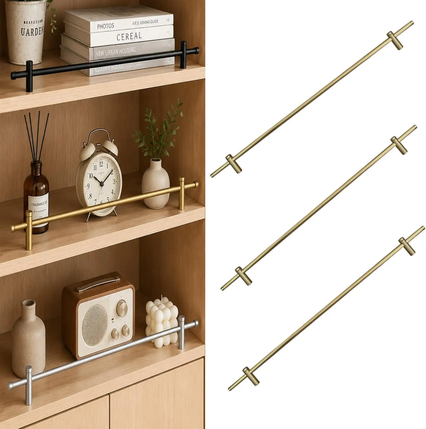 3 Pack Brass Shelf Guard… — Photo 1