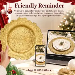 Gold Charger Plates Bulk 50Pcs,… — Photo 2