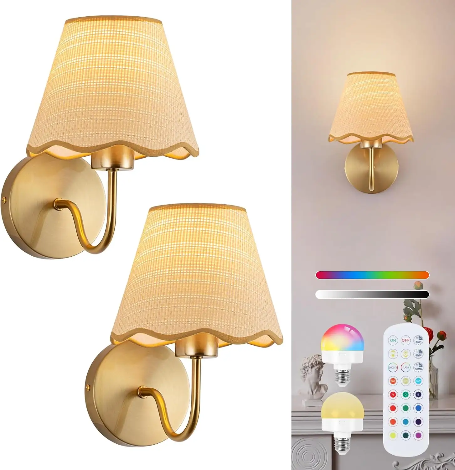 ADISUN Battery-Operated Wall Sconce Set… — Photo 1
