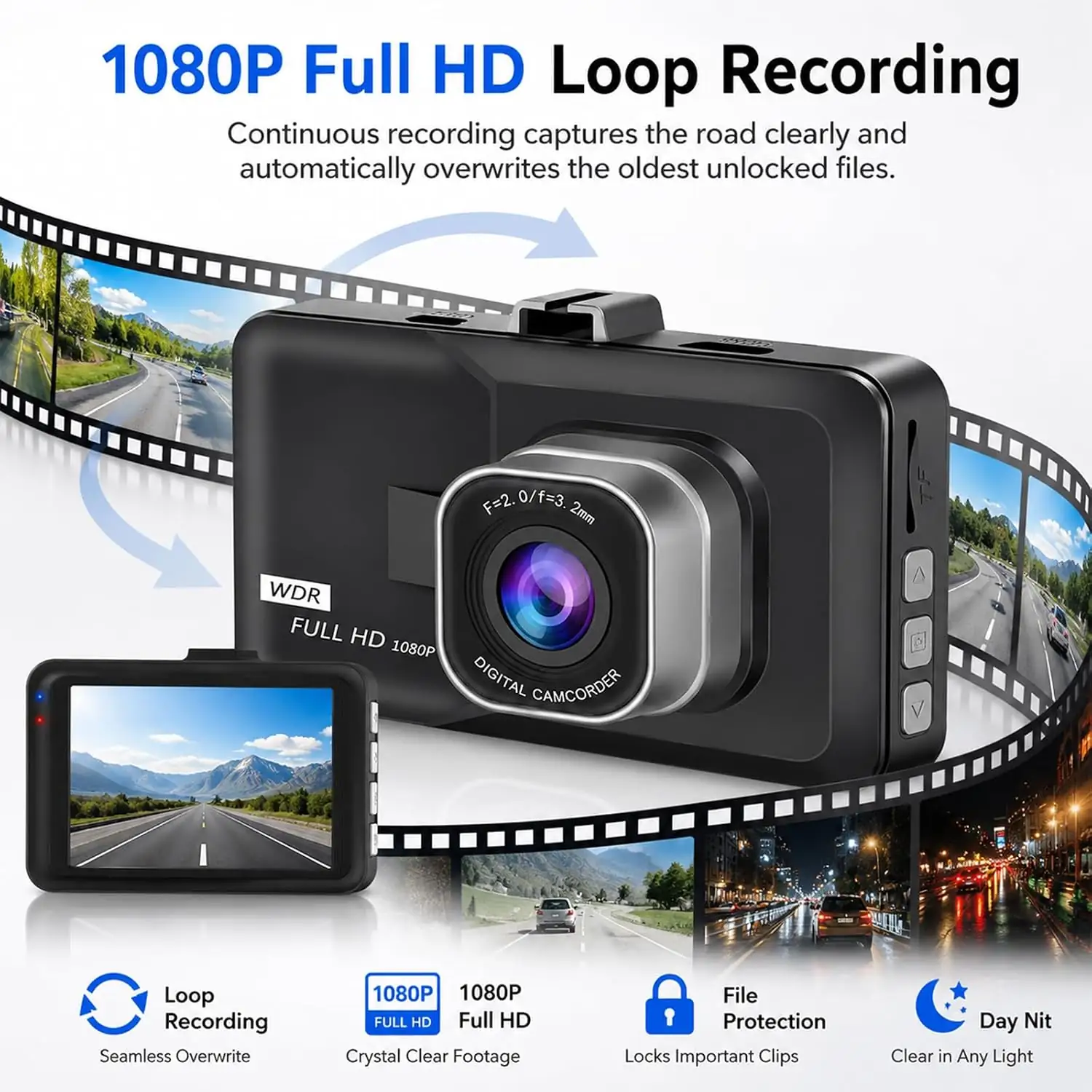 3-inch 1080p Dash Cam for… — Photo 1