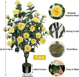 2 Pack 43.3"/3.6FT Artificial Camellia… — Photo 2