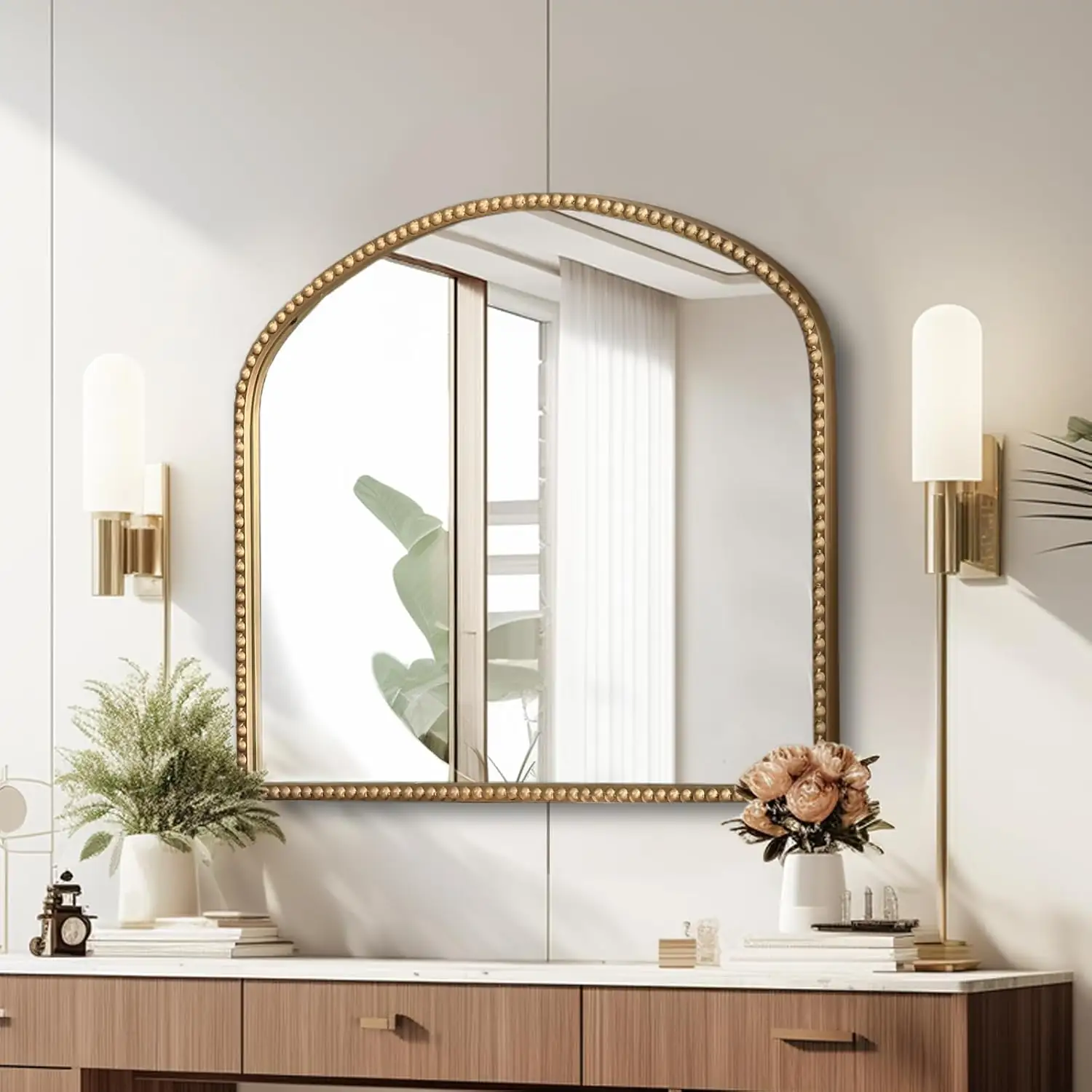 Arched Antique Gold Bathroom Mirror… — Photo 1