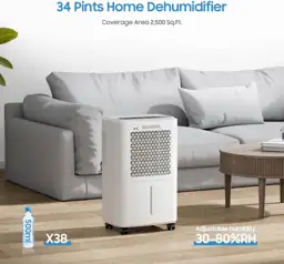 Glowells 34-Pint Dehumidifier for 2500… — Photo 2