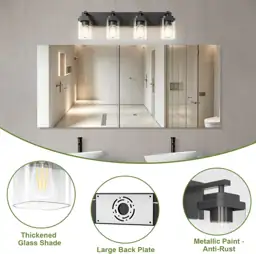 Black 4-Light Bathroom Vanity Light… — Photo 2