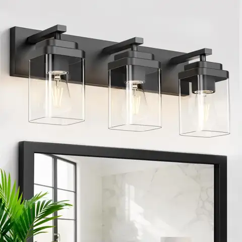 Black 3-Light Bathroom Vanity Lights… — Photo 1