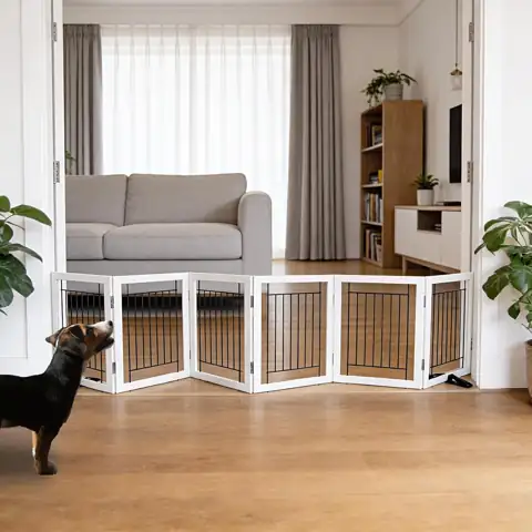 ZJSF Freestanding Dog Gate Indoor,… — Photo 1