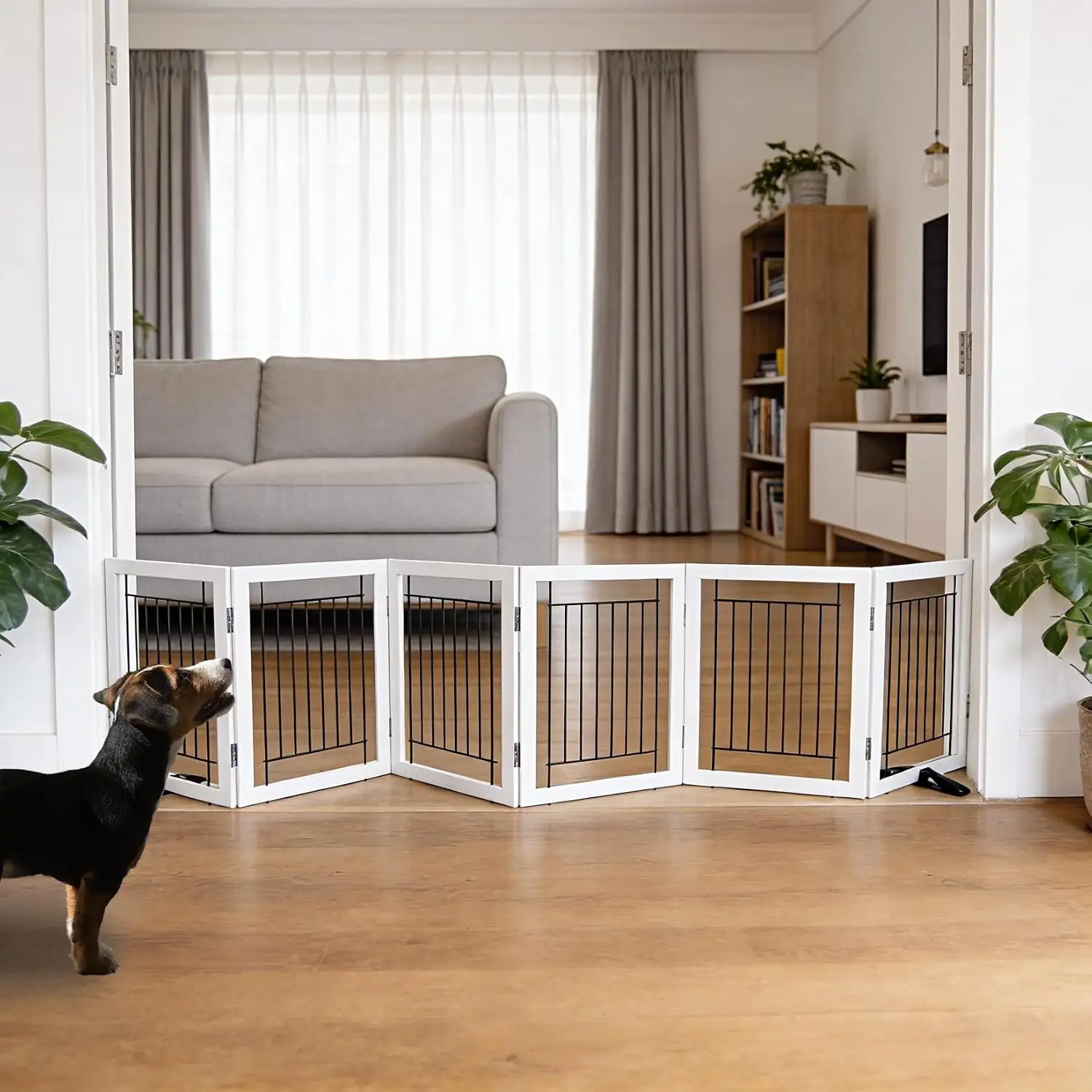 ZJSF Freestanding Dog Gate Indoor,… — Photo 1