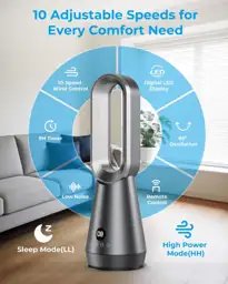 Bladeless Tower Fan 22in, Remote,… — Photo 2
