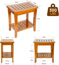 16" Teak Shower Bench with… — Photo 2